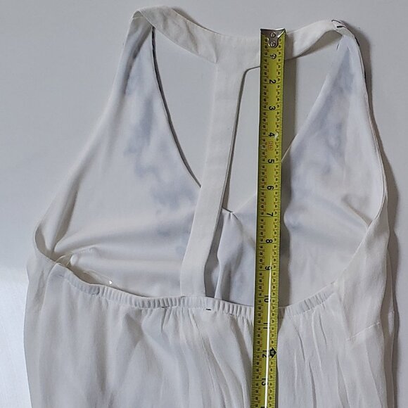 Sequin Hearts White Asymmetrical Dress with Blue Embroidery Small - Picture 9 of 11